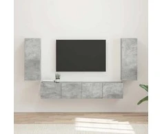 TV staliukas TV sieninio kabineto komplektas 4 pcs Betono pilka