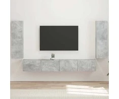 TV staliukas TV sieninio kabineto komplektas 4 pcs Betono pilka