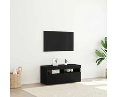 TV staliukas Televizoriaus spintelė su LED Juodas ąžuolas 90 x 35 x 40 cm