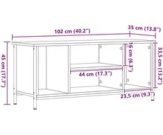 TV staliukas Televizoriaus spintelė Juodas ąžuolas 102 x 35 x 45 cm
