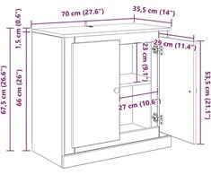 TV staliukas Kabalas 70 x 35,5 x 67,5 cm Senovinis medis Apdirbta mediena