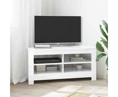 TV staliukas KampinėTVspintelė Aukšto blizgesio balta 102 x 40,5 x 45 cm