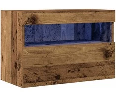 TV staliukas TV sieninė spintelė su LED Sena mediena 60 x 30 x 40 cm