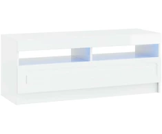 TV staliukas LED televizoriaus spintelė Itin blizgi balta Apdirbta mediena