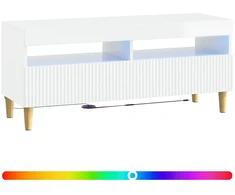 TV staliukas LED televizoriaus spintelė Itin blizgi balta Apdirbta mediena