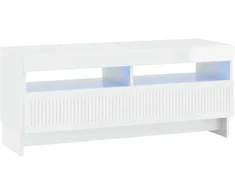 TV staliukas LED televizoriaus spintelė Itin blizgi balta Apdirbta mediena