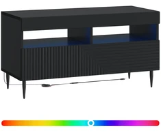 TV staliukas LED televizoriaus spintelė Juoda Apdirbta mediena