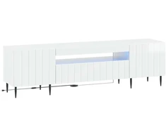 TV staliukas LED televizoriaus spintelė Itin blizgi balta Apdirbta mediena