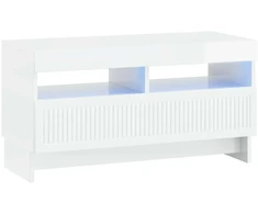 TV staliukas LED televizoriaus spintelė Itin blizgi balta Apdirbta mediena