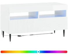 TV staliukas LED televizoriaus spintelė Itin blizgi balta Apdirbta mediena