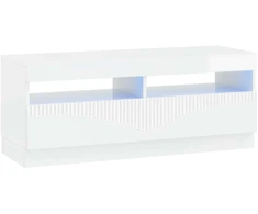 TV staliukas LED televizoriaus spintelė Itin blizgi balta Apdirbta mediena