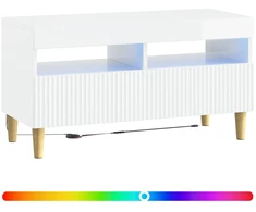 TV staliukas LED televizoriaus spintelė Itin blizgi balta Apdirbta mediena