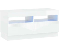 TV staliukas LED televizoriaus spintelė Itin blizgi balta Apdirbta mediena