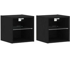 TV staliukas LED sieninis šoninis stalelis 2 pcs Juoda 30 x 28,5 x 30 cm