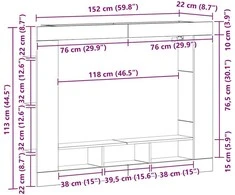 TV staliukas Televizoriaus spintelė Sena mediena 152 x 22 x 113 cm