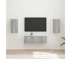 TV staliukas TV sieninio kabineto komplektas 4 pcs Pilkas Sonoma