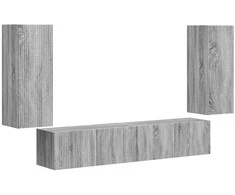 TV staliukas TV sieninio kabineto komplektas 4 pcs Pilkas Sonoma