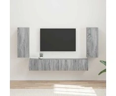 TV staliukas TV sieninio kabineto komplektas 4 pcs Pilkas Sonoma