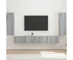 TV staliukas TV sieninio kabineto komplektas 4 pcs Pilkas Sonoma
