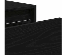 TV staliukas Prie sienos montuojama naktinė spintelė su LED, juodas ąžuolas