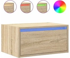 TV staliukas Prie sienos montuojama naktinė spintelė su LED, ąžuolo