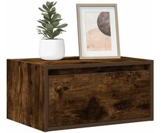 TV staliukas Prie sienos montuojama naktinė spintelė su LED, dūminio ąžuolo