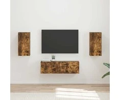 TV staliukas TV sieninio kabineto komplektas 4 pcs Rūkyta ąžuolas