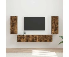 TV staliukas TV sieninio kabineto komplektas 4 pcs Rūkyta ąžuolas
