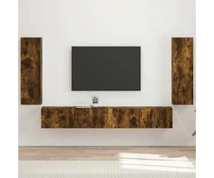 TV staliukas TV sieninio kabineto komplektas 4 pcs Rūkyta ąžuolas