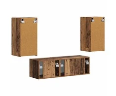 TV staliukas TV sieninio kabineto komplektas 4 pcs Senas medis