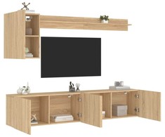 TV staliukas Sieninė TV sekcija, 5 dalių, ąžuolo spalvos, apdirbta mediena
