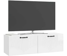 TV staliukas Sieninė TV spintelė Itin blizgi balta 98 x 31 x 30 cm