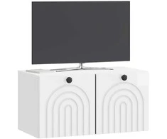 TV staliukas Sieninė TV spintelė Itin blizgi balta 59,5 x 31 x 30 cm