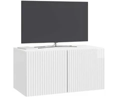 TV staliukas Sieninė TV spintelė Itin blizgi balta 59,5 x 31 x 30 cm