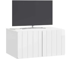 TV staliukas Sieninė TV spintelė Itin blizgi balta 59,5 x 41 x 30 cm