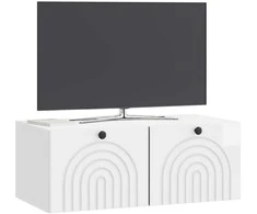 TV staliukas Sieninė TV spintelė Itin blizgi balta 78,5 x 41 x 30 cm