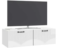 TV staliukas Sieninė TV spintelė Itin blizgi balta 98 x 41 x 30 cm