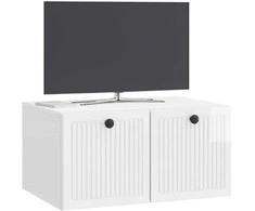 TV staliukas Sieninė TV spintelė Itin blizgi balta 59,5 x 41 x 30 cm