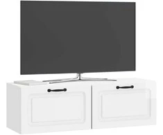 TV staliukas Sieninė TV spintelė Itin blizgi balta 98 x 31 x 30 cm