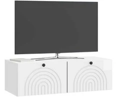 TV staliukas Sieninė TV spintelė Itin blizgi balta 98 x 41 x 30 cm