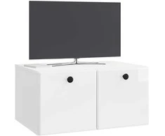 TV staliukas Sieninė TV spintelė 59,5 x 41 x 30 cm Itin blizgi balta