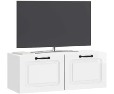 TV staliukas Sieninė TV spintelė Itin blizgi balta 78,5 x 31 x 30 cm