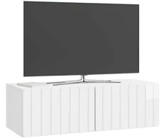 TV staliukas Sieninė TV spintelė Itin blizgi balta 98 x 41 x 30 cm