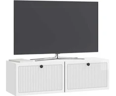 TV staliukas Sieninė TV spintelė Itin blizgi balta 98 x 31 x 30 cm