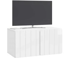 TV staliukas Sieninė TV spintelė Itin blizgi balta 59,5 x 31 x 30 cm