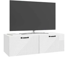 TV staliukas Sieninė TV spintelė Itin blizgi balta 98 x 41 x 30 cm