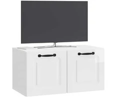 TV staliukas Sieninė TV spintelė Itin blizgi balta 59,5 x 31 x 30 cm