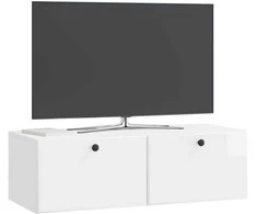 TV staliukas Sieninė TV spintelė 98 x 41 x 30 cm Itin blizgi balta