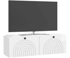 TV staliukas Sieninė TV spintelė Itin blizgi balta 98 x 31 x 30 cm