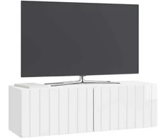 TV staliukas Sieninė TV spintelė Itin blizgi balta 98 x 31 x 30 cm
